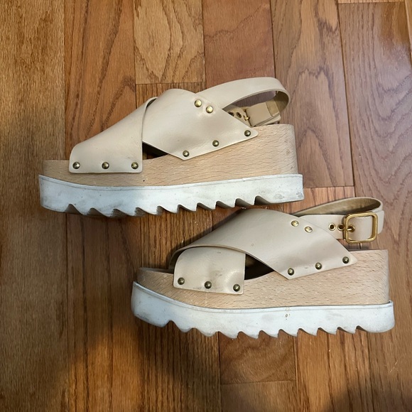 Stella McCartney Women's Cream Wedge Sandals - Picture 4 of 5